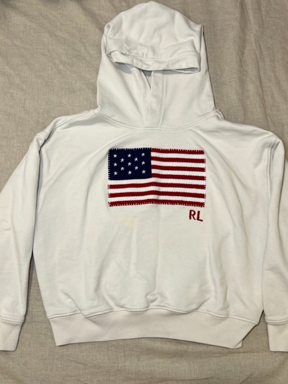 Polo Ralph Lauren Youth M 8-10 Flag Applique French Terry Hoodie USA Americana